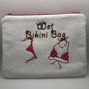 Wet Bikini Bag Pink And White Stylize 12”x9”
